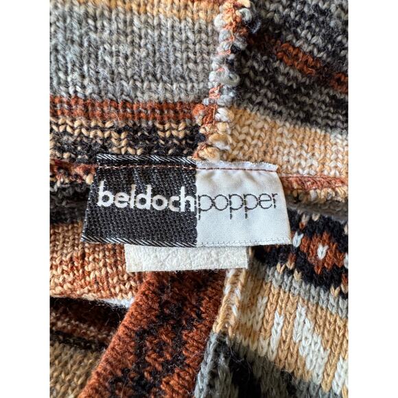 Vintage Fair Isle Cardigan Sweater Hooded Retro Nordic 90s Cabincore Neutrals - Picture 2 of 7